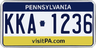 PA license plate KKA1236
