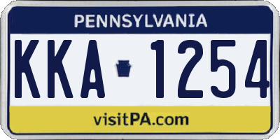 PA license plate KKA1254