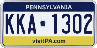 PA license plate KKA1302