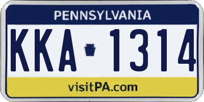 PA license plate KKA1314