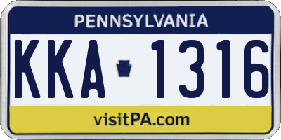 PA license plate KKA1316