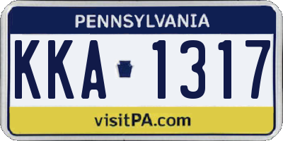 PA license plate KKA1317