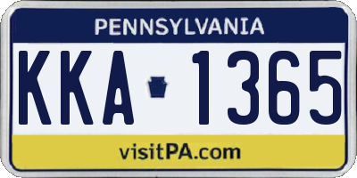 PA license plate KKA1365