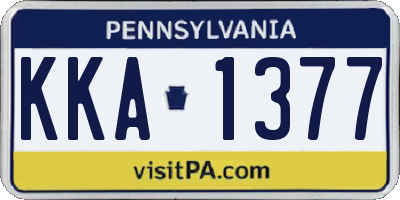 PA license plate KKA1377