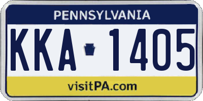 PA license plate KKA1405