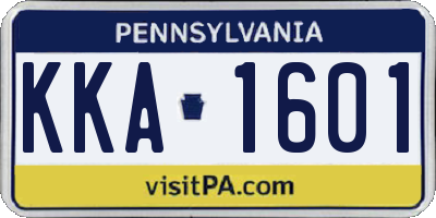 PA license plate KKA1601