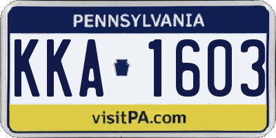 PA license plate KKA1603