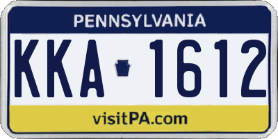 PA license plate KKA1612