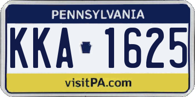 PA license plate KKA1625