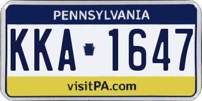 PA license plate KKA1647