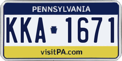 PA license plate KKA1671
