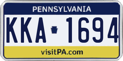 PA license plate KKA1694