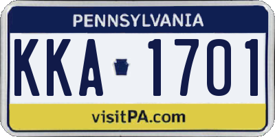 PA license plate KKA1701