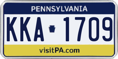 PA license plate KKA1709