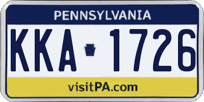PA license plate KKA1726