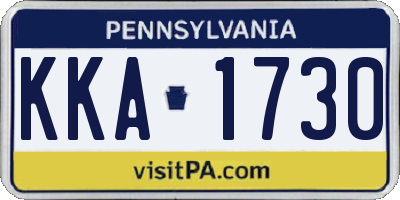 PA license plate KKA1730