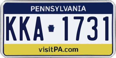 PA license plate KKA1731