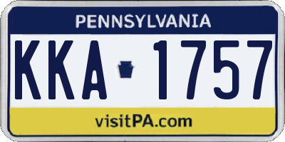 PA license plate KKA1757