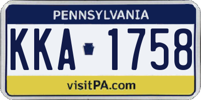 PA license plate KKA1758
