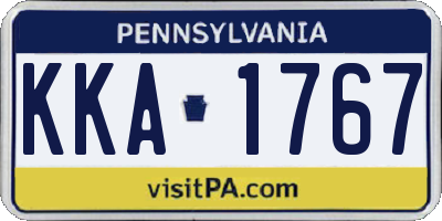 PA license plate KKA1767