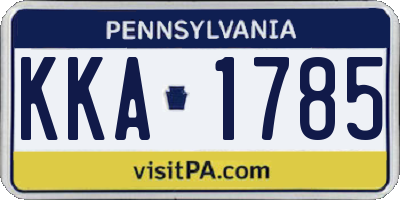 PA license plate KKA1785