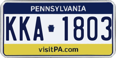 PA license plate KKA1803
