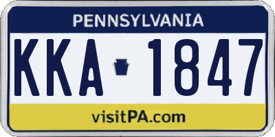 PA license plate KKA1847