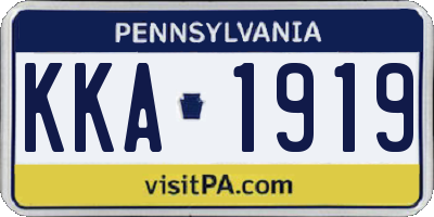 PA license plate KKA1919