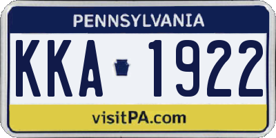 PA license plate KKA1922