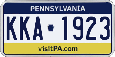 PA license plate KKA1923