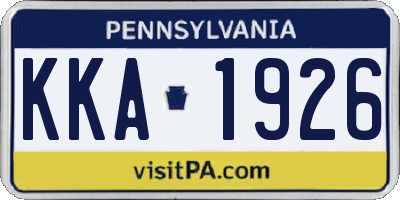 PA license plate KKA1926