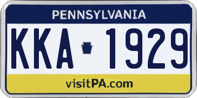 PA license plate KKA1929