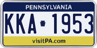 PA license plate KKA1953