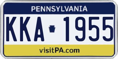 PA license plate KKA1955