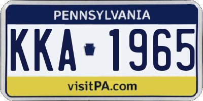 PA license plate KKA1965