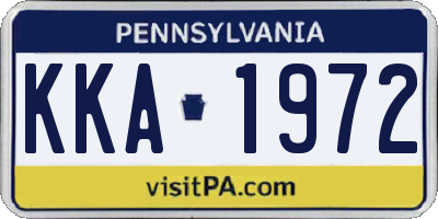 PA license plate KKA1972