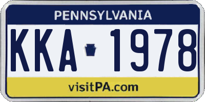 PA license plate KKA1978