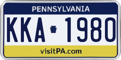 PA license plate KKA1980
