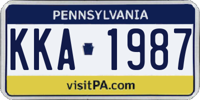 PA license plate KKA1987