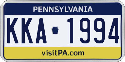 PA license plate KKA1994