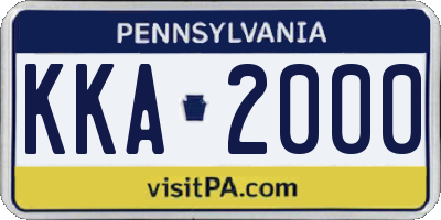 PA license plate KKA2000