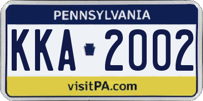 PA license plate KKA2002