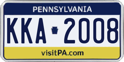 PA license plate KKA2008