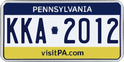 PA license plate KKA2012