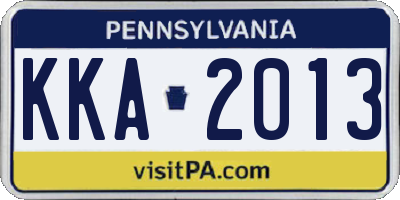 PA license plate KKA2013