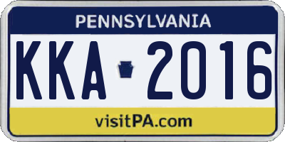 PA license plate KKA2016