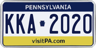 PA license plate KKA2020