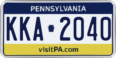 PA license plate KKA2040