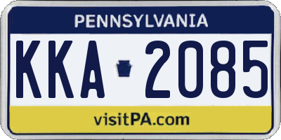 PA license plate KKA2085