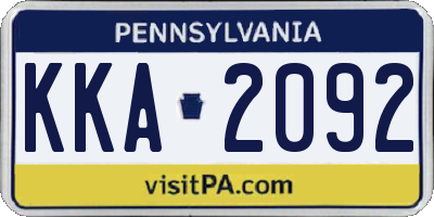 PA license plate KKA2092